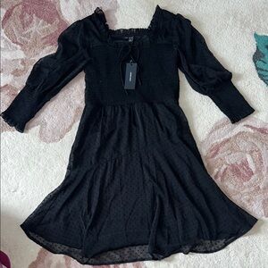 NEW Vero Moda Black Smocked Sundress with Bishop Sleeves